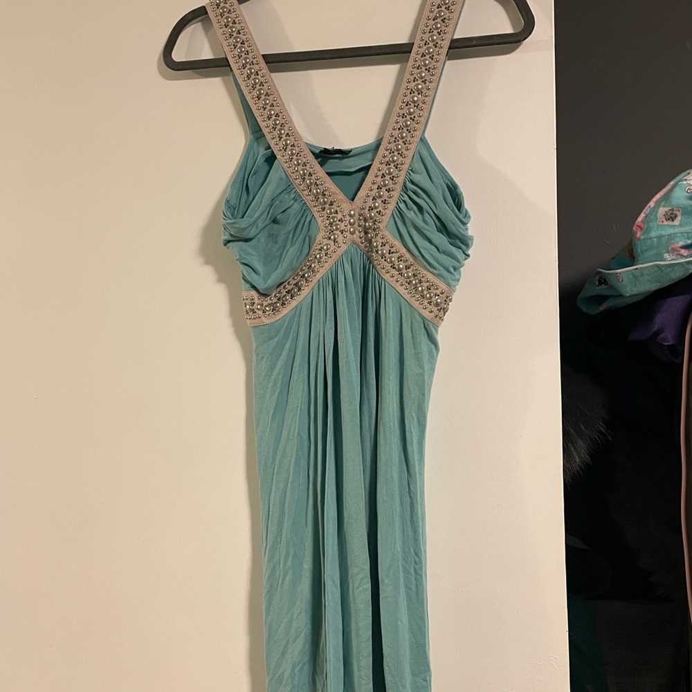 Faith Connexion Teal Embellished Midi Dress